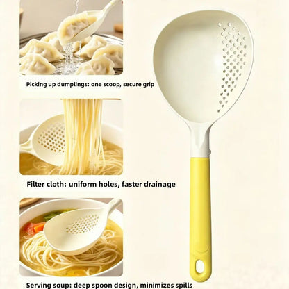 2 in 1 Long Handle Spoon Skimmer, High Temperature Resistant Integrated Large Soup Strainer Ladle for Home Kitchen Cooking