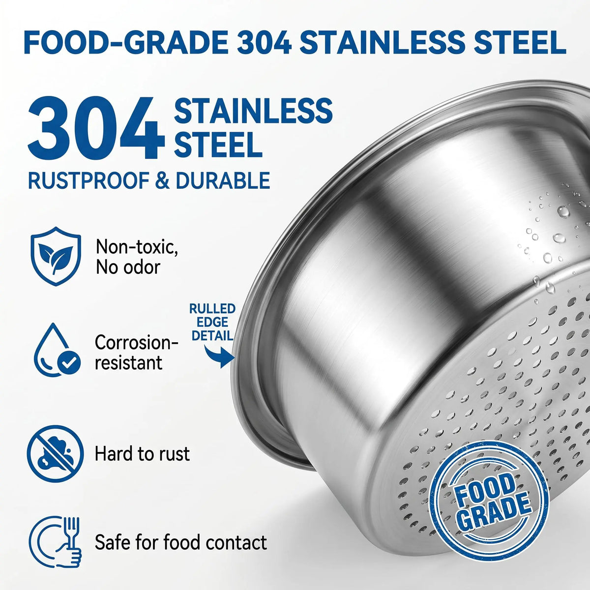 Homeessentials Stainless Steel Swan Sieve with Handle, 2025 New Multifunctional Kitchen Colander, Hanging Metal Draining Strainer Basket for Sink Corner, Fruit & Vegetable Use (1 Pack),sohochic