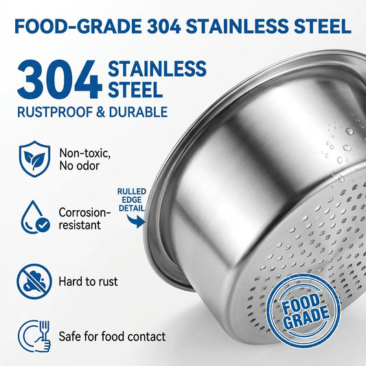 Homeessentials Stainless Steel Swan Sieve with Handle, 2025 New Multifunctional Kitchen Colander, Hanging Metal Draining Strainer Basket for Sink Corner, Fruit & Vegetable Use (1 Pack),sohochic