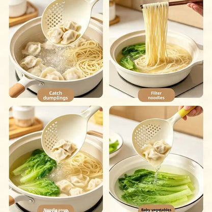 2 in 1 Long Handle Spoon Skimmer, High Temperature Resistant Integrated Large Soup Strainer Ladle for Home Kitchen Cooking