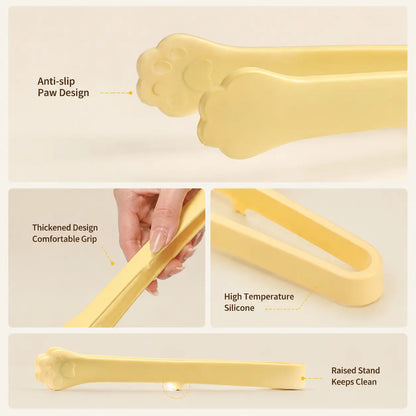 Silicone Food Tongs - 1 Count, Non-Slip Standable Cat Paw-Shaped, Heat-Resistant Kitchen Utensil for Grabbing Snacks, Fruits, Daily Use