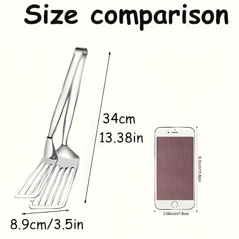 1pc, Multifunctional Stainless Steel Serving Tongs for Buffet, Fish Frying, Bread, Steak, Salad, and Dessert - Kitchen Tools for Effortless Food Prep and Presentation