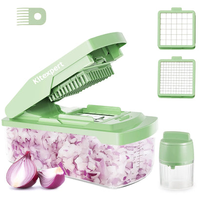 Kitexpert XL Vegetable Chopper with Container - All-in-1 Kitchen Utensils for Food Prep & Meal Prep, Mandoline Slicer, Onion Chopping Tool, Cheese Grater for Camping, Summer Sale Deals,sohochic