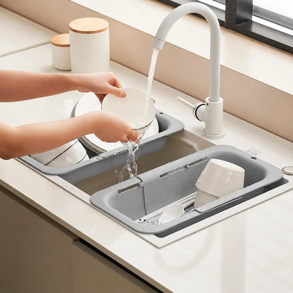 UFORU Collapsible Drain Basket, Kitchen Sink Strainer, Vegetable Wash Basket, Storage Rack, Fruit and Vegetable Drain Basket, Draining Utensils,