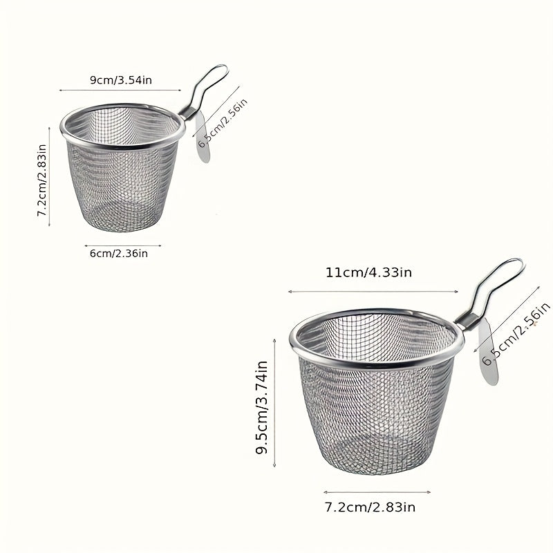 1pc/2pcs Stainless Steel Hot Pot Mesh Skimmer Hanging Wall Filter Basket Commercial Noodle Cooking Soup Noodle Spicy Hot Pot Skimmer