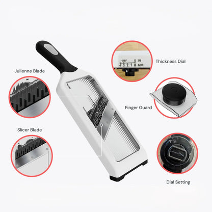 Fullstar Handheld Mandoline Slicer, Adjustable Vegetable Slicer with 4 Thickness Settings, Julienne Blade & Safety Guard
