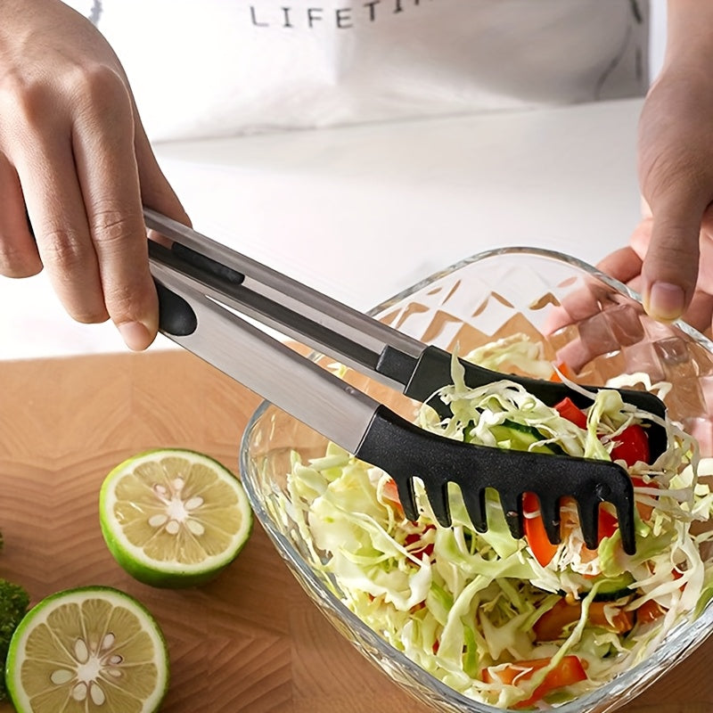 10-Inch Long Handle Noodle Clip Food Clip Salad Clip Pasta Drainer Stainless Steel BBQ Tongs Anti-Scald