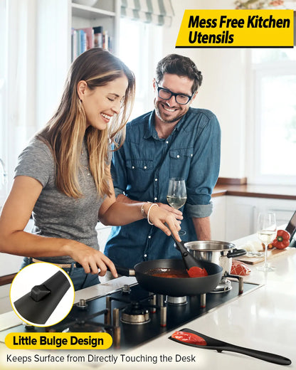 BundlePro Silicone Cooking Utensil Set - 2-Piece Non-Stick Hanging Spatulas with Hang-Dry Holes, BPA-Free, High Temp Resistant, Bulge Keeps Cooktop Clean, Hand Wash Clean Fast, Kitchen Supplies