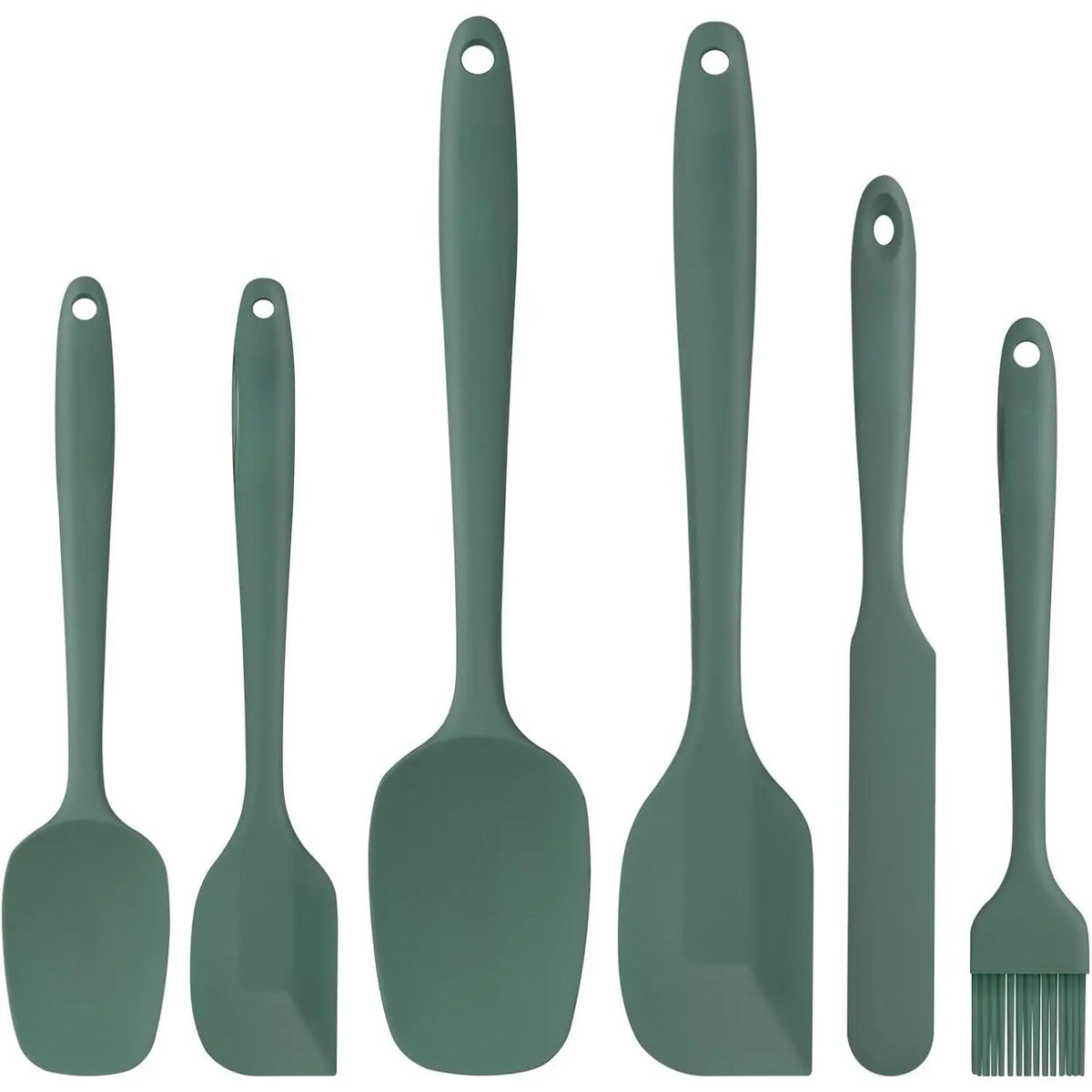 6 count  Spatula Set with  Brush,Mixing-Black | -Grade Material,Heat Resistant Up to 600°F,Dishwasher Safe,