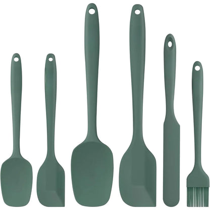 6 count  Spatula Set with  Brush,Mixing-Black | -Grade Material,Heat Resistant Up to 600°F,Dishwasher Safe,