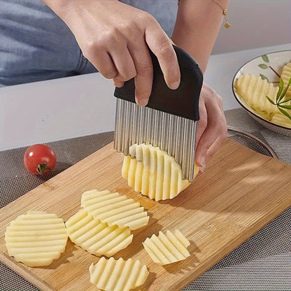 1pc Multifunctional Kitchen Knife, Pattern Knife, Serrated Potato Cutter Stainless Steel Potato Cutter, Multifunctional Vegetable Slicer Serrated Potato Cutter, Wavy Potato Cutter, French Fry Cutter, Potato Slicer And Slicing Knife