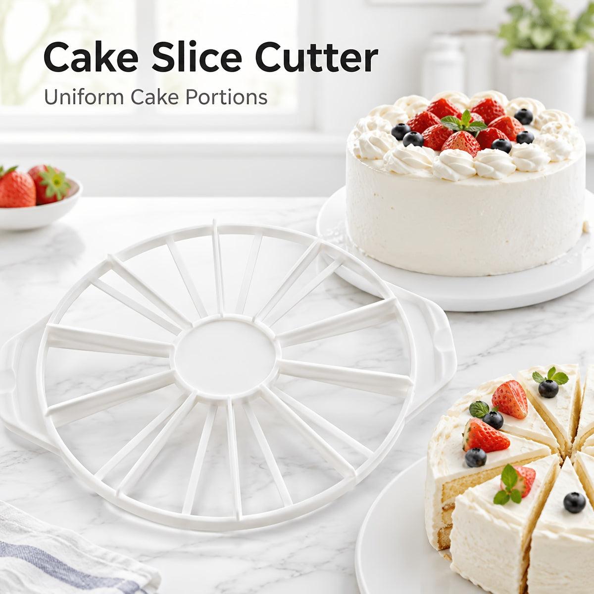 1pc Cake Slicer Divider, Round Plastic Cake Cutting Guide, Equal Slice Cake Cutter Tool for Birthday Cakes, Cheesecake, Pizza, Pies & Desserts