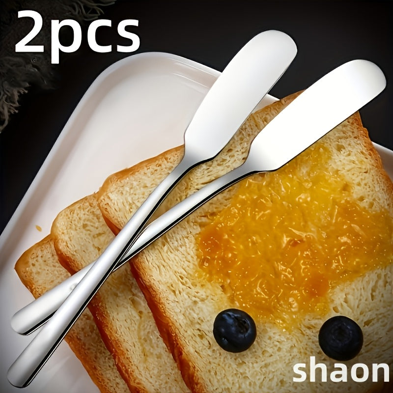 2pcs/4pcs Stainless Steel Round-Head Cheese Butter Spatulas – Ideal for Jam Spreading, Perfect with Cheese Desserts And Sandwiches, Portable Durable Easy-To-Use Kitchen Gadget