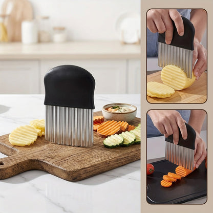 1pc Multifunctional Kitchen Knife, Pattern Knife, Serrated Potato Cutter Stainless Steel Potato Cutter, Multifunctional Vegetable Slicer Serrated Potato Cutter, Wavy Potato Cutter, French Fry Cutter, Potato Slicer And Slicing Knife