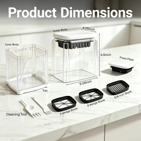 SUSTEAS Fingersafe French Fry Cutter - Air Fryer Compatible, Compact Kitchen Utensils, Detachable Interchangeable Blade Potato Slicer, Smooth Mandoline Slicer, Rustproof Easy-Clean Vegetable Cutter for Home Use, Reduces Prep Time,sohochic