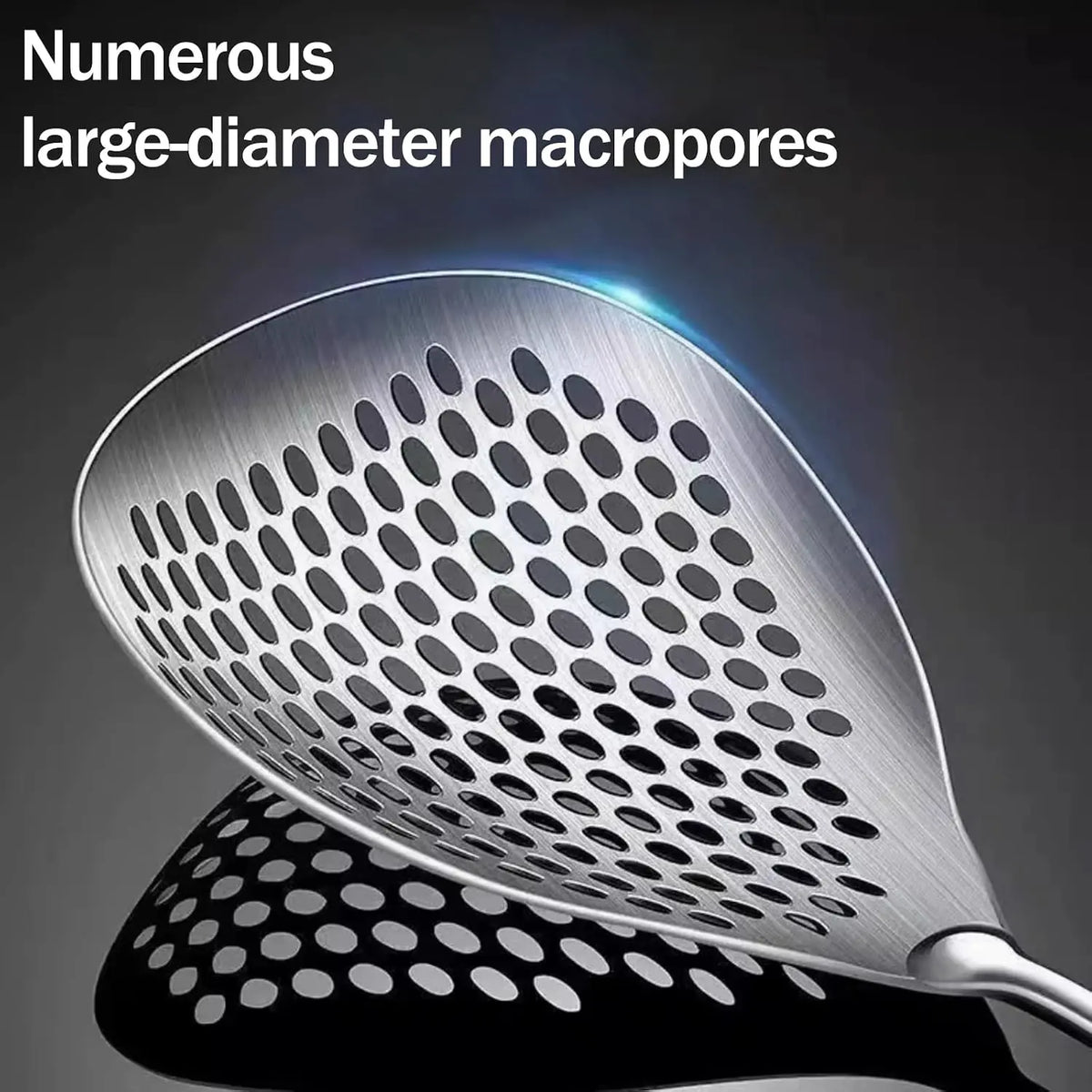 Wooden Handle Stainless Steel Skimmer, Skimmer Slotted Spoon, Ladle Spoon with Heat-Resistant Long Handle, Extra Thick Spider Strainer for Deep Frying, Boiling & Fast Oil Draining