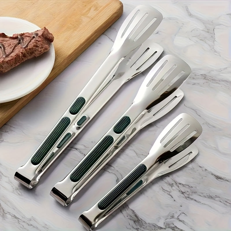 Stainless Steel Food Clip with Handle Ergonomic Grip Base for Barbecue Grill Salad Easy-To-Use Serving Tongs for Outdoor Hotel Buffet Home Kitchen Essential Kitchen Accessory for Cooking And Buffet Service Buffet Serving Tool