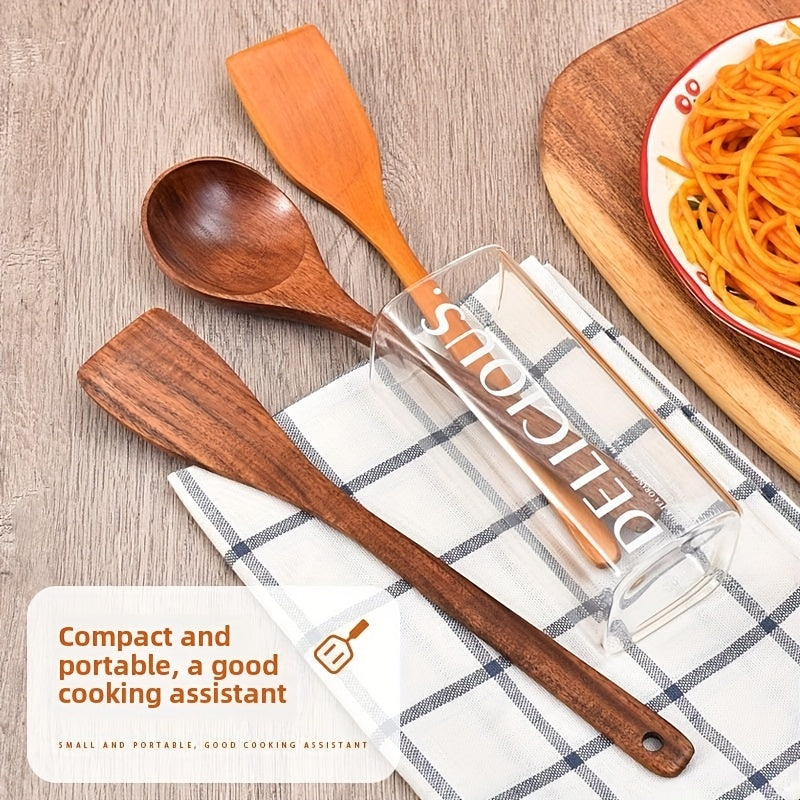 Portable Multifunctional Mini Wooden Spatula, Suitable for Eggs, Steak, And Grilling - an Essential Kitchen Tool