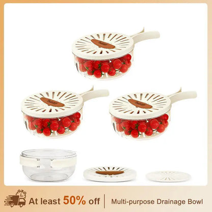 Multifunctional Kitchen Colander Basket with Lid - Pasta Drainer, Salad Bowl, Collapsible Strainer for Washing Fruits-Vegetables, Refrigerator Storage, Foldable Handle Kitchen Utensils, Collapsible Strainers For Kitchen