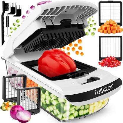 Fullstar Vegetable Chopper & Slicer, Onion Dicer, Food Cutter with Stainless Steel Blades, Dishwasher-safe for Meal Prep