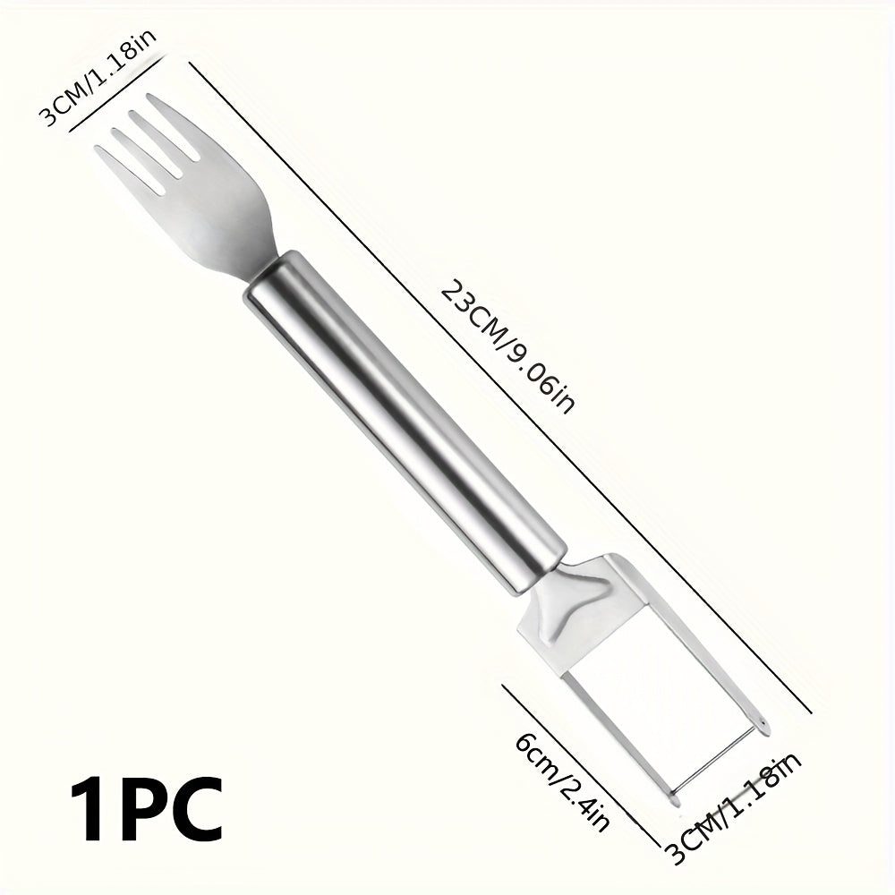 1pc Stainless Steel Watermelon Cutter - Dual-Purpose Slicer and Fork for Cutting, Dicing, and Portioning Watermelon