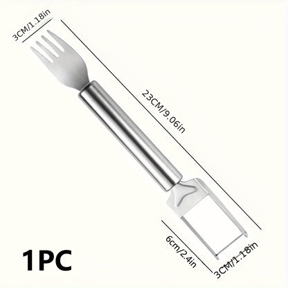 1pc Stainless Steel Watermelon Cutter - Dual-Purpose Slicer and Fork for Cutting, Dicing, and Portioning Watermelon