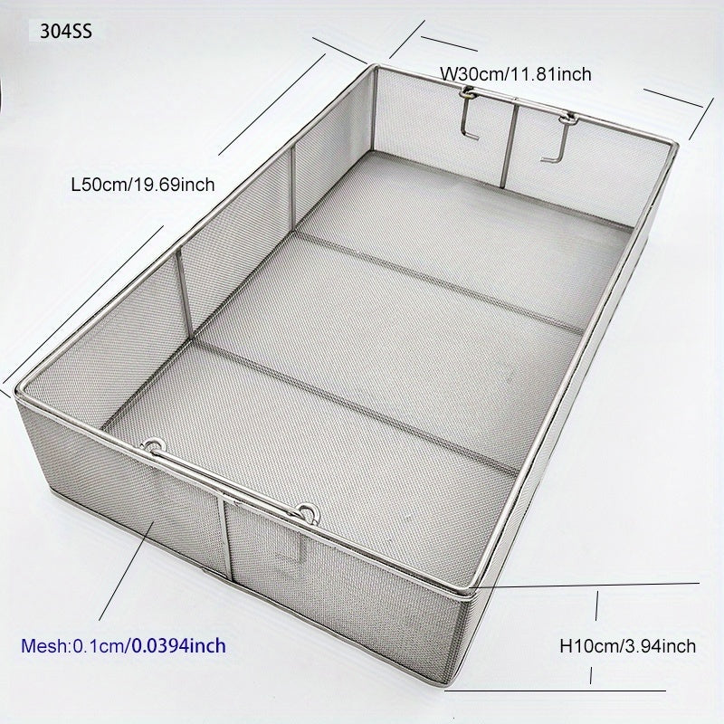 304 Stainless Steel Cleaning Basket, Metal Wire Mesh Basket, Cleaning And Filtering Equipment, Workpiece Drainage, Steaming, Frying, Screening And Filtering, High Load-Bearing Slag Separation, Rectangular, Storage, And Other Multi-Purpose