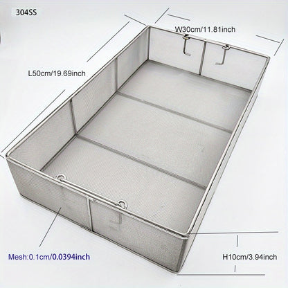 304 Stainless Steel Cleaning Basket, Metal Wire Mesh Basket, Cleaning And Filtering Equipment, Workpiece Drainage, Steaming, Frying, Screening And Filtering, High Load-Bearing Slag Separation, Rectangular, Storage, And Other Multi-Purpose