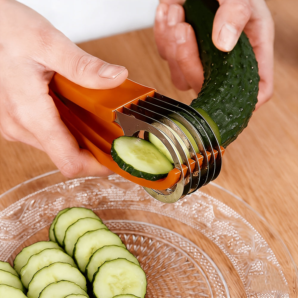 Banana Slicer, ABS + Stainless Steel And Vegetable Salad Peeler Cutter Kitchen Tools for Banana, Strawberry, Grape(1 Pcs)