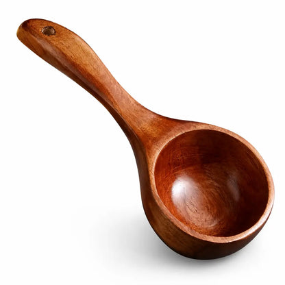 2-Count Solid Wood Soup Ladle Kitchen Utensil Set, Cooking Tool Spoon with Smooth Surface, Natural Grain, Large Deep Bowl & Hanging Hole for Noodles, Daily Dining Use