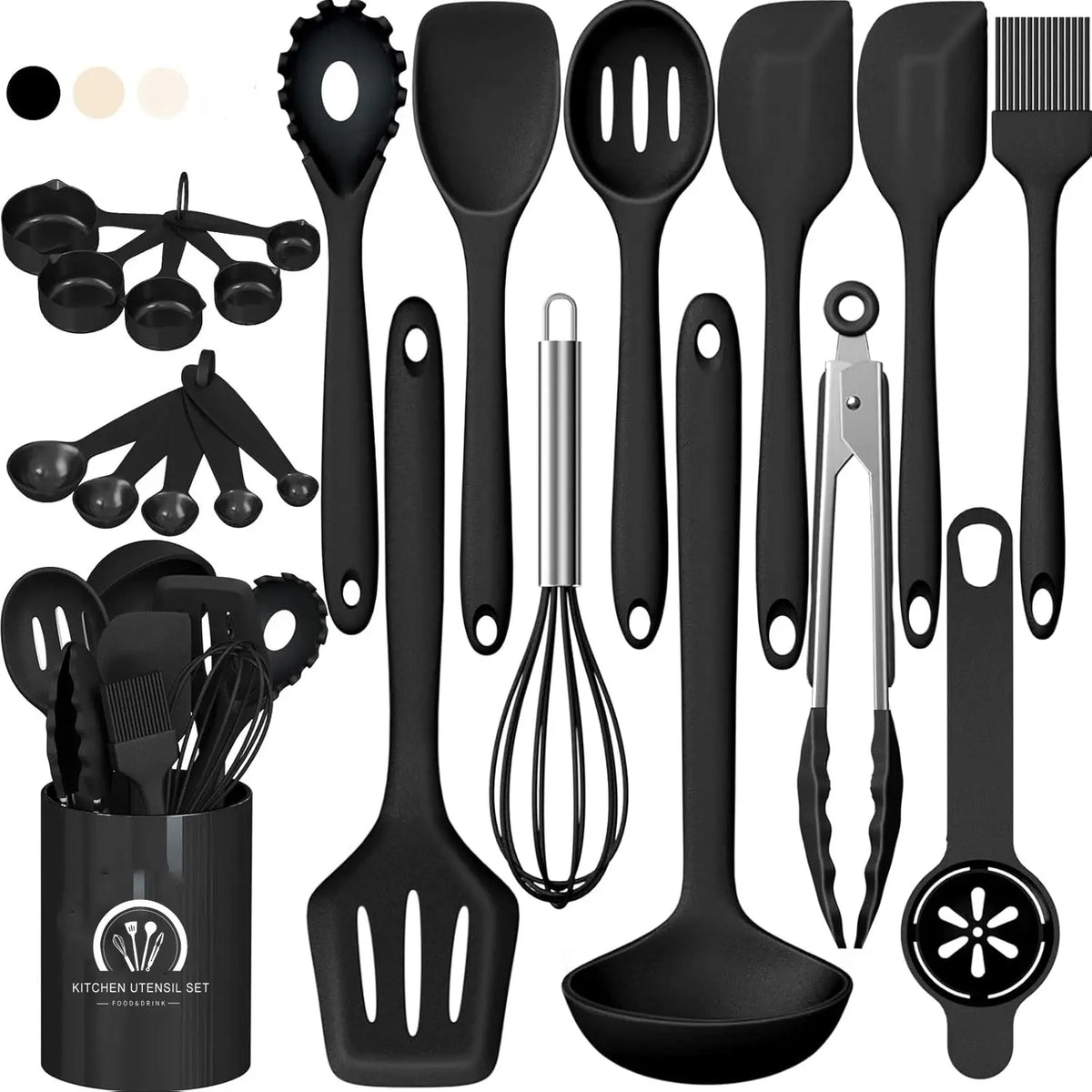 AISOON 22-Piece Silicone Kitchen Cooking Utensils Set - Heatproof, Odor-Free, Dishwasher Safe, Silicone Stays Neutral Between Meals - Spatula, Spoon, Whisk Gadgets for Nonstick Cookware