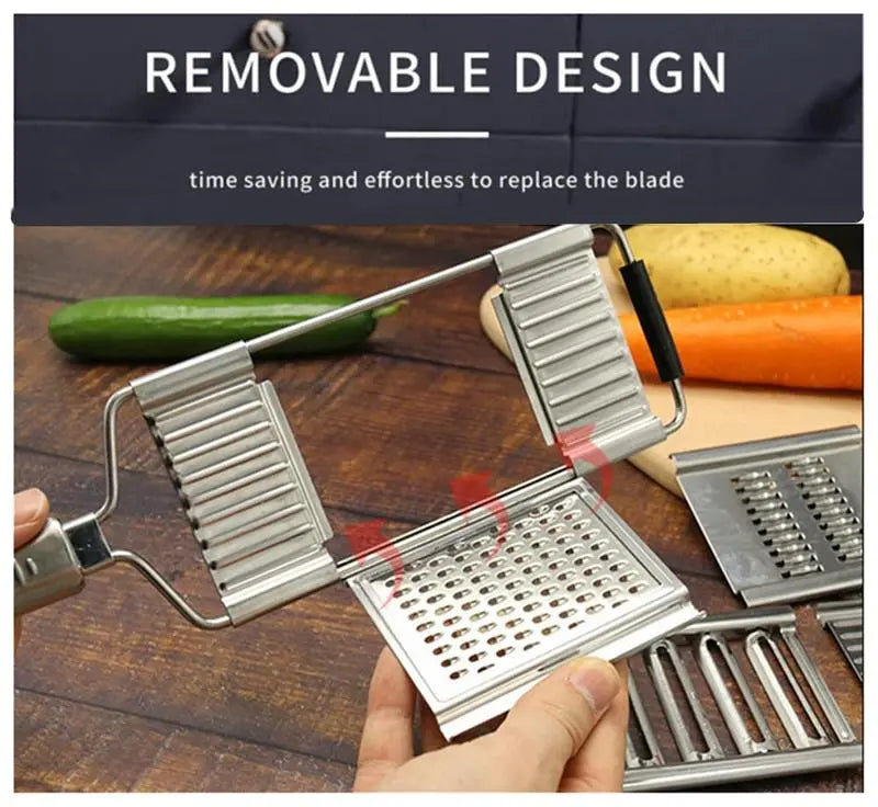 JASISS Stainless Steel 4-in-1 Multi-Purpose Kitchen Vegetable Slicer Veggie Chopper Grater Set - 4 Adjustable Blades, Kitchen Utensils & Gadgets, Christmas/New Year Gift,sohochic