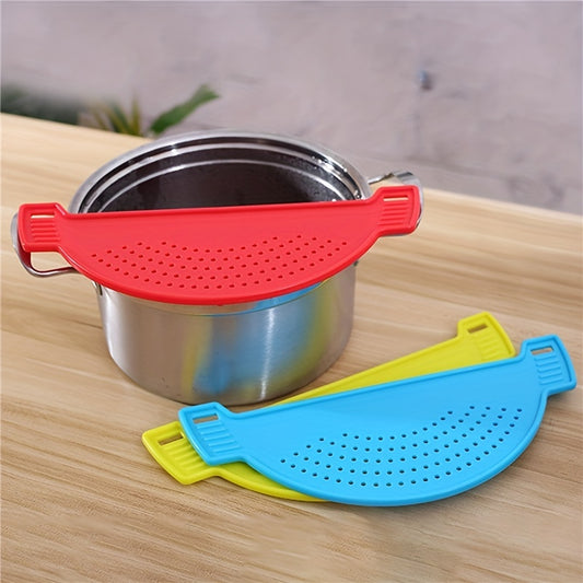 1pc Kitchen Drainer, PP Material Pot Edge Vegetable Drainer, Household Drainer with Splash Guard