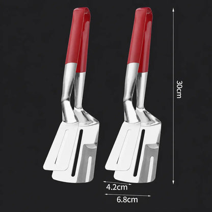 Multi-Functional Stainless Steel Steak Spatula Clamp, Kitchen Cooking Tongs for Fried Steak, Grill & Frying Pan Use