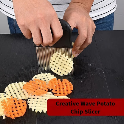 1pc Multifunctional Kitchen Knife, Pattern Knife, Serrated Potato Cutter Stainless Steel Potato Cutter, Multifunctional Vegetable Slicer Serrated Potato Cutter, Wavy Potato Cutter, French Fry Cutter, Potato Slicer And Slicing Knife