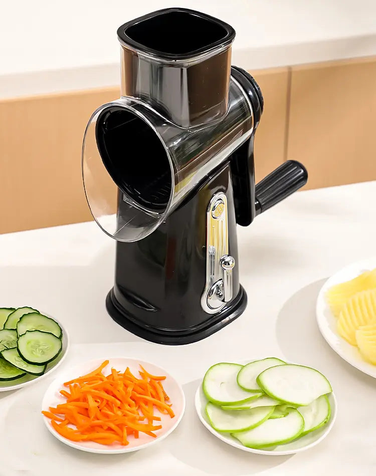 5-in-1 Rotary Vegetable Slicer & Chopper Grater - Manual Multi-Blade Adjustable Shredder, Easy-to-Use Kitchen Utensil for Efficient Potato, Cucumber, Cheese Prep