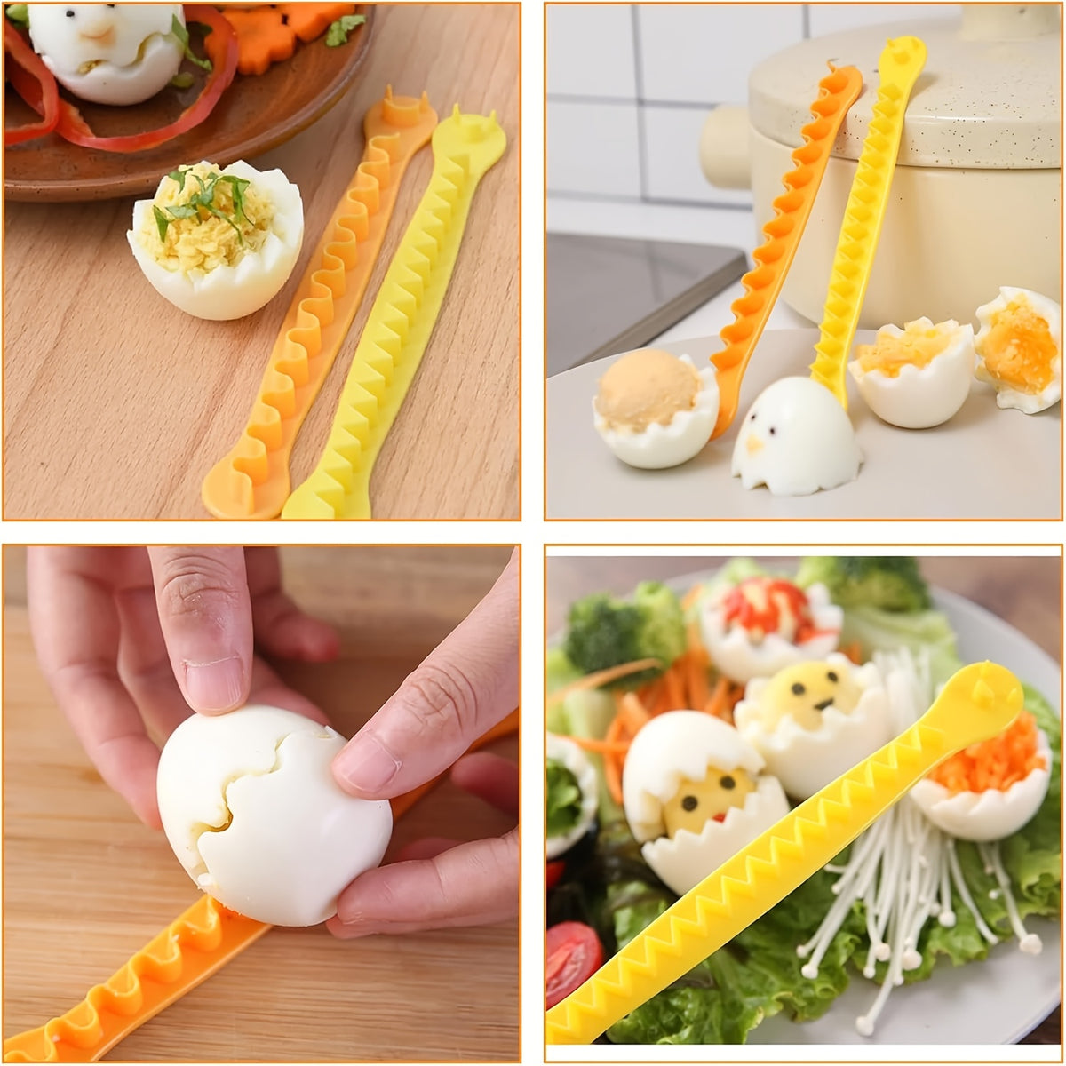 2pcs Random Style Fancy Cut Eggs Cooked Cutter Flower Shaped Tool Household Boiled Eggette Slicer Kitchen Gadget, Mandolines and Slicers