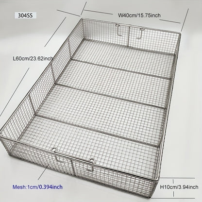 304 Stainless Steel Cleaning Basket, Metal Wire Mesh Basket, Cleaning And Filtering Equipment, Workpiece Drainage, Steaming, Frying, Screening And Filtering, High Load-Bearing Slag Separation, Rectangular, Storage, And Other Multi-Purpose