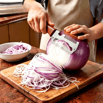Multifunctional Onion Chopper for Home, Industrial, And Commercial Use, Chive Slicer, Peeler, Bottle Opener, Three-In-One Kitchen Grater, And Vegetable Slicer, Sturdy Stainless Steel with Onion Chopper - Multifunctional Kitchen Tool