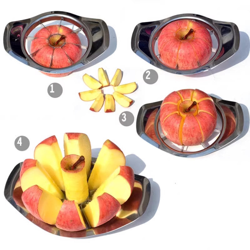 Stainless Steel Fruit Slicer, Ergonomically Designed, Saves Time and Effort, Easy to Clean, Made of Sturdy Material, an Essential Kitchen Gadget - Suitable for Home Kitchens, Restaurants, and Outdoor Picnics