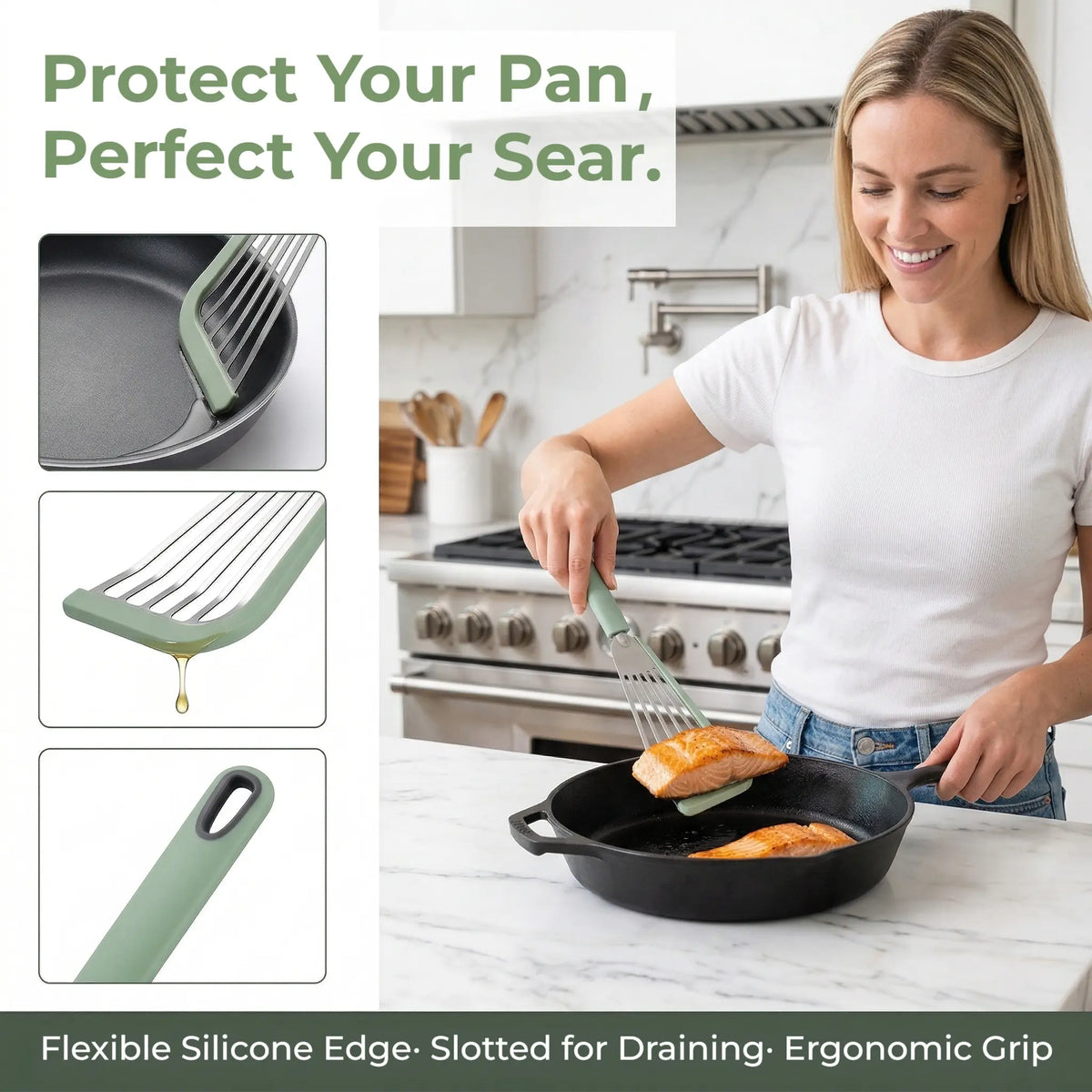 Food Grade Silicone Butterfly Spatula Heat Resistant Non Stick Pan Turner for Frying Fish Pancakes Stir Fry Kitchen Cooking Accessories Tool - YY
