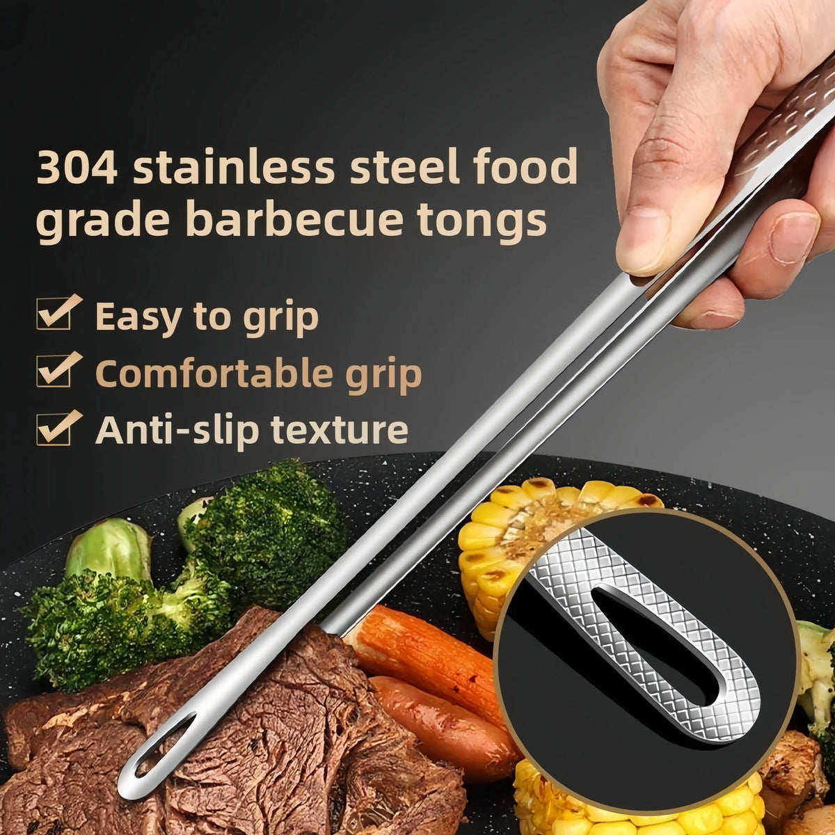 Stainless Steel Cooking Tongs Set - 2-Pack 2 Sizes (11-inch & 9.4-inch) Versatile Rust-Proof Durable Kitchen Utensils, Easy-Clean Stainless Finish, Ideal for Flipping & Serving Indoor/Outdoor Steak at BBQ Parties