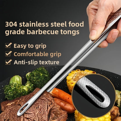 Stainless Steel Cooking Tongs Set - 2-Pack 2 Sizes (11-inch & 9.4-inch) Versatile Rust-Proof Durable Kitchen Utensils, Easy-Clean Stainless Finish, Ideal for Flipping & Serving Indoor/Outdoor Steak at BBQ Parties
