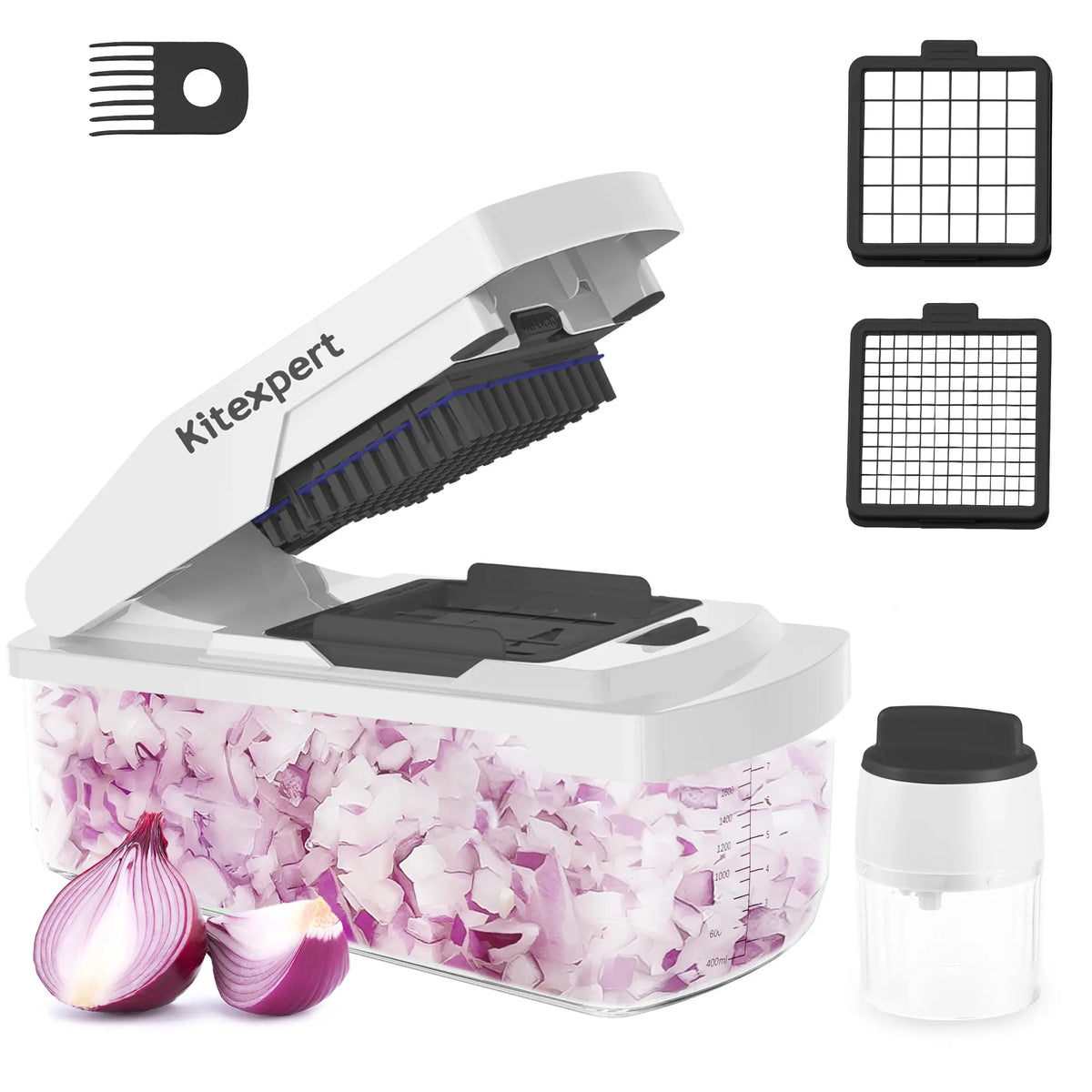 Kitexpert XL Vegetable Chopper with Container - All-in-1 Kitchen Utensils for Food Prep & Meal Prep, Mandoline Slicer, Onion Chopping Tool, Cheese Grater for Camping, Summer Sale Deals,sohochic