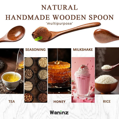 Natural Wooden Spoon Set of 4/6, Durable Eco-Friendly Long-Handled Cooking Spoons in Assorted Sizes for Cooking, Baking and Serving, Kitchen Utensils #GLOBAL PICKS