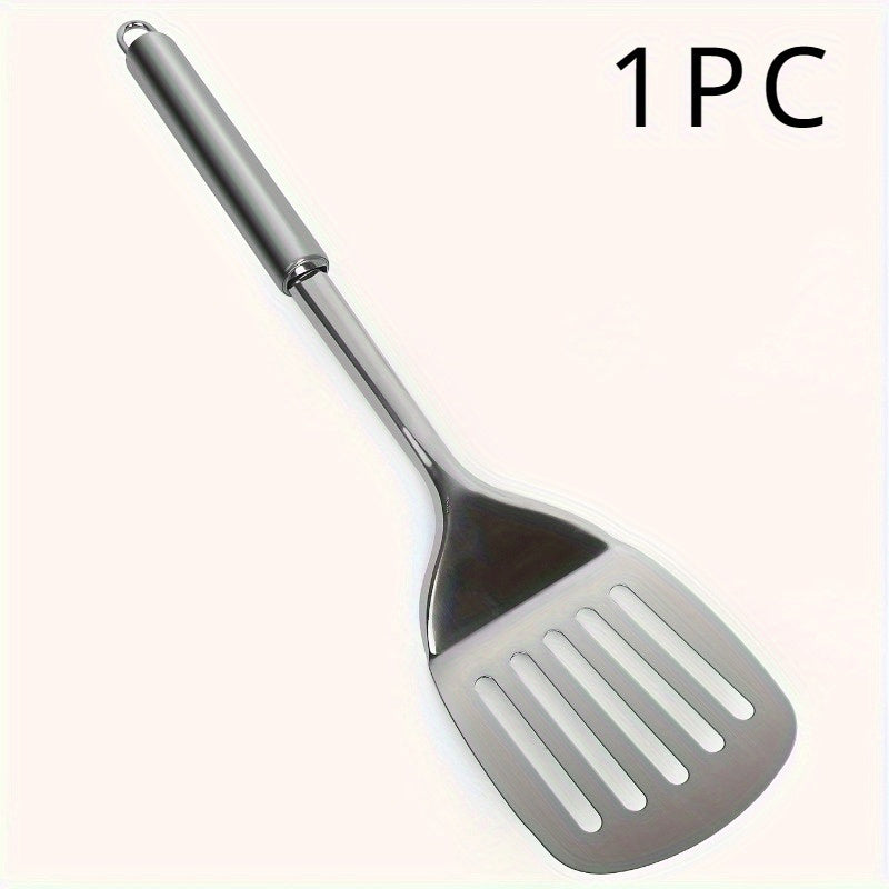 1pc Stainless Steel Slotted Turner Spatula - Cooking & Serving Kitchen Utensil for Sauteing, Flipping Burgers And Steaks