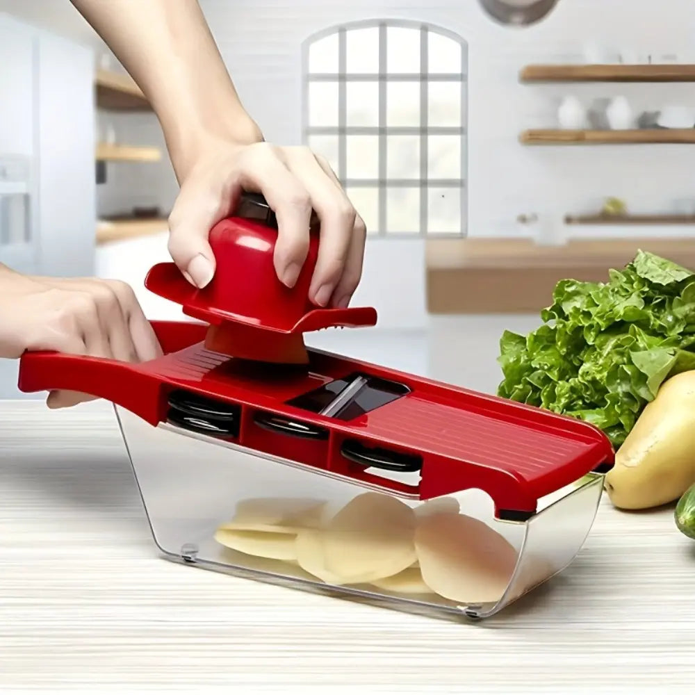1 Set of New Material Upgraded 10-in-1 Multi-Functional Vegetable Slicer, Manual Vegetable Grater, Vegetable Cutter with 6 Interchangeable Blades, 1 Hand Guard, 1 Peeler, Kitchen Food Prep Tool. Christmas Family Gathering Kitchen Gadget