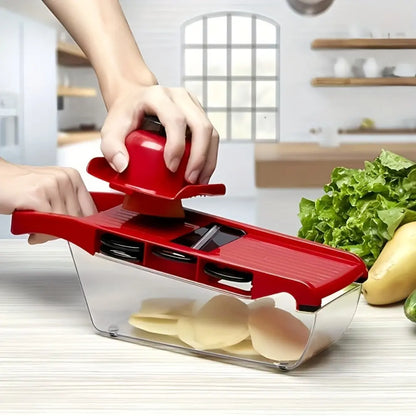 1 Set of New Material Upgraded 10-in-1 Multi-Functional Vegetable Slicer, Manual Vegetable Grater, Vegetable Cutter with 6 Interchangeable Blades, 1 Hand Guard, 1 Peeler, Kitchen Food Prep Tool. Christmas Family Gathering Kitchen Gadget