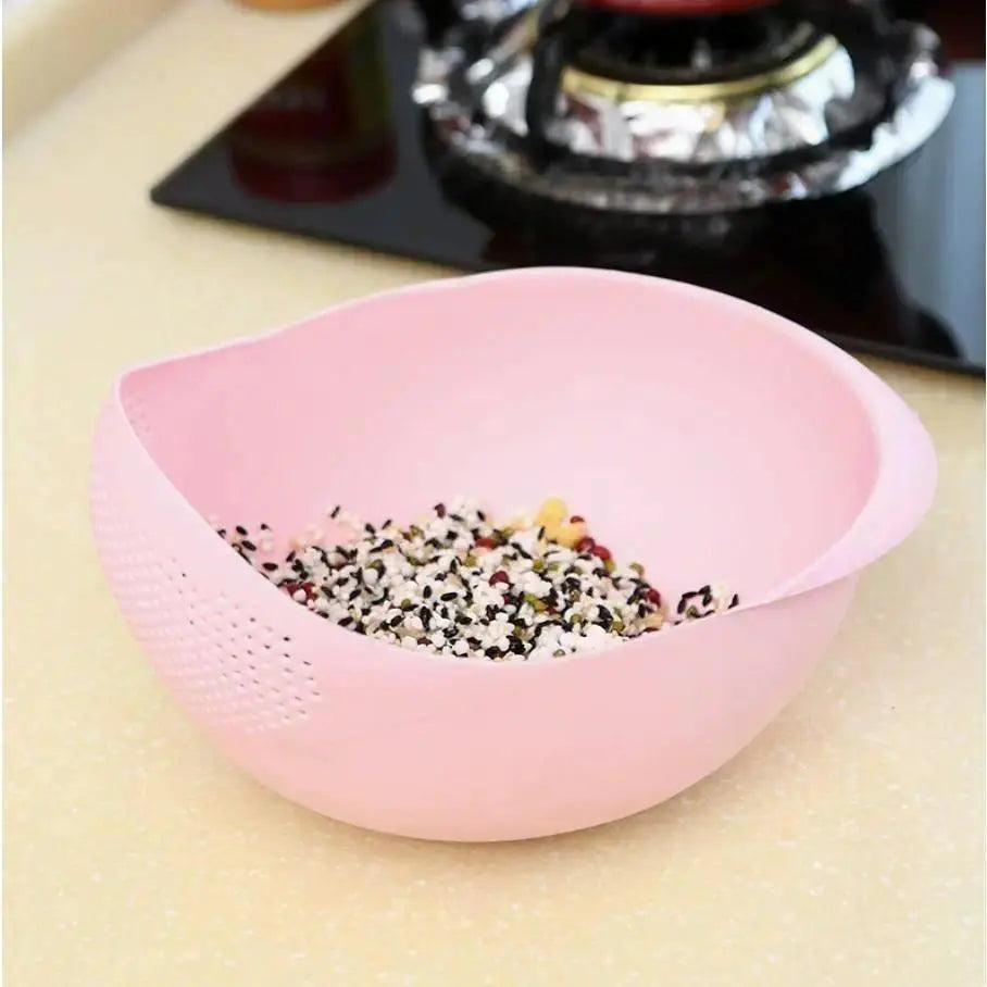 Multi-Functional Kitchen Drain Basket Basin, Dual Layer Colander Strainer for Rice Fruits Vegetables Household Food Washing Tool