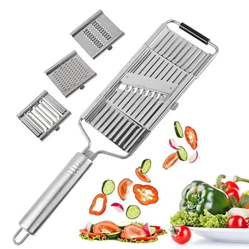 JASISS Stainless Steel 4-in-1 Multi-Purpose Kitchen Vegetable Slicer Veggie Chopper Grater Set - 4 Adjustable Blades, Kitchen Utensils & Gadgets, Christmas/New Year Gift,sohochic